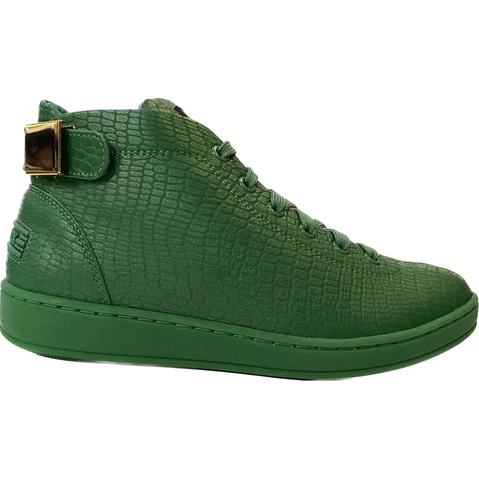 Travel Fox Spider Men's Green Nappa Leather Mid Top Sneakers 915601 020