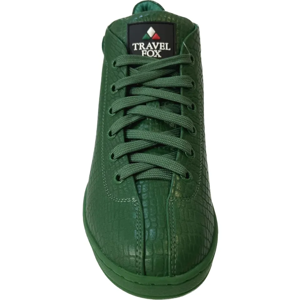Travel Fox Spider Men's Green Nappa Leather Mid Top Sneakers 915601 020