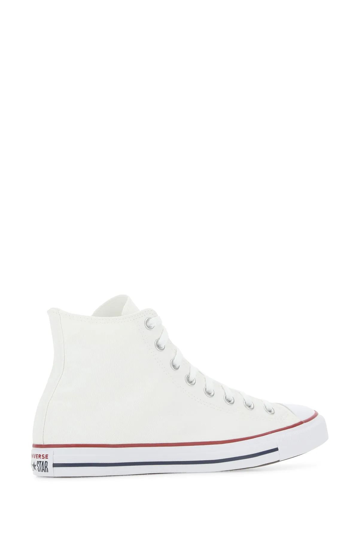 White canvas Chuck Taylor HI sneakers