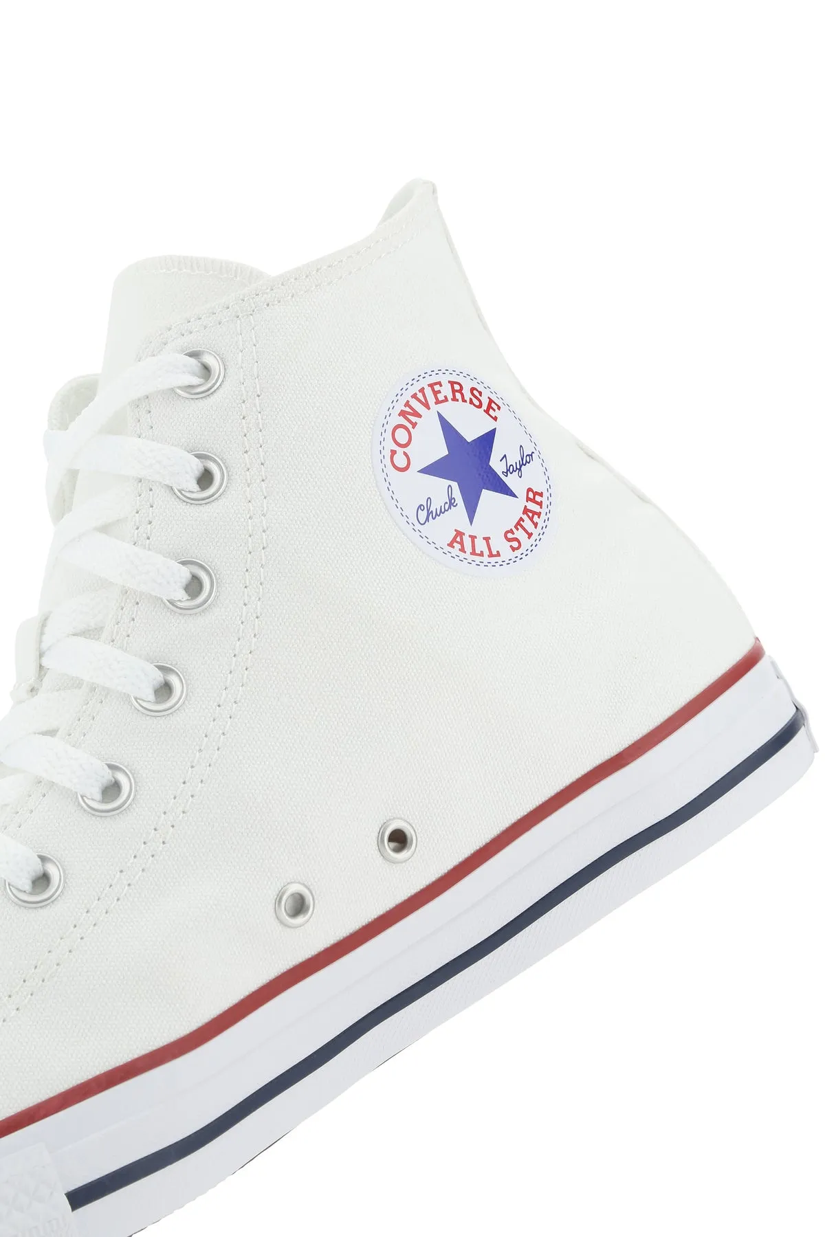 White canvas Chuck Taylor HI sneakers