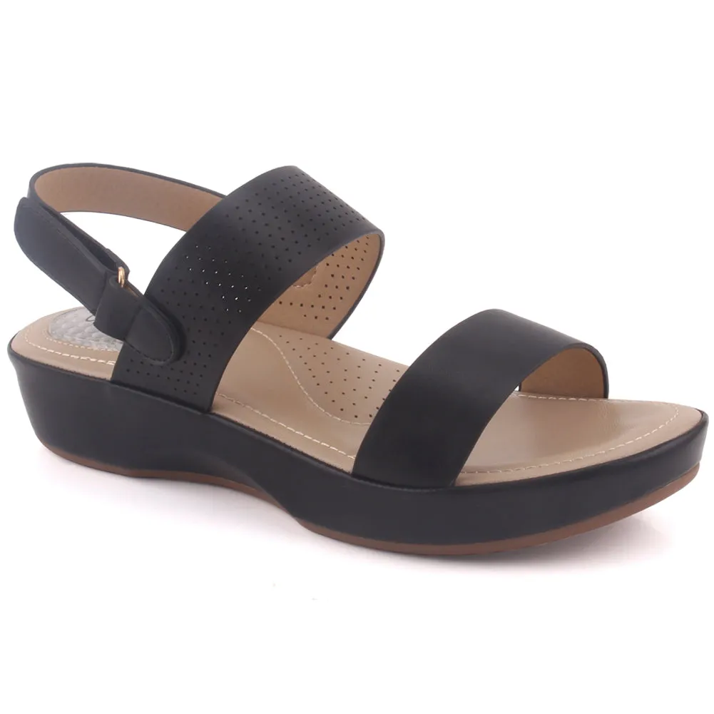 Women "COLETTE" Dual Strap Velcro Closure Wedge Sandals