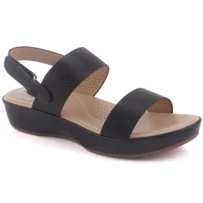 Women "COLETTE" Dual Strap Velcro Closure Wedge Sandals