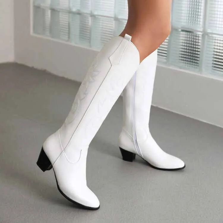 Women's Embroidered Western Cowboy Boots Knee High Classic Boot